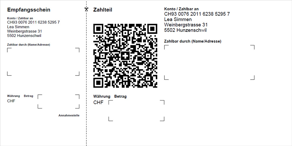 ISO 20022 QR-Rechnung Einfache Zahlung